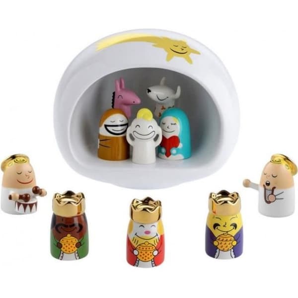 Alessi - Presepe White Crêche och dess 10 flerfärgade AMGI10SET-figurer