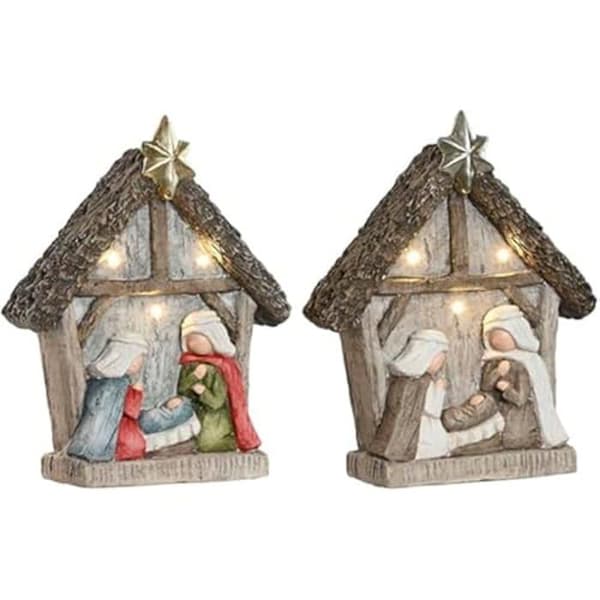 Julkrubba - HOME ESPRIT - Flerfärgad - Magnesium - 27,5 x 10,5 x 34,5 cm - 2 enheter