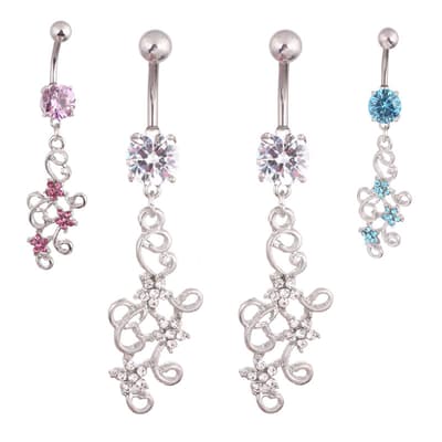 Navelpiercing diamant blommor