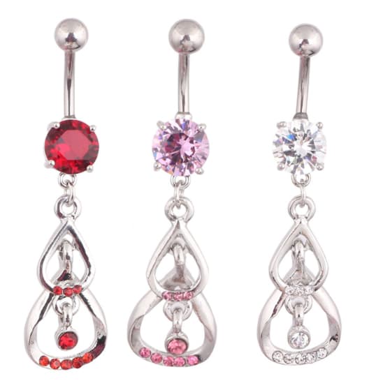 Navelpiercing silver diamant bubblor