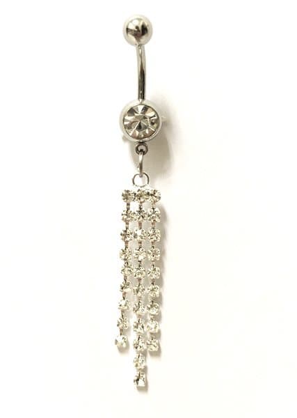 Navelpiercing, kort stav / lång stav, hängande stenar 12mm