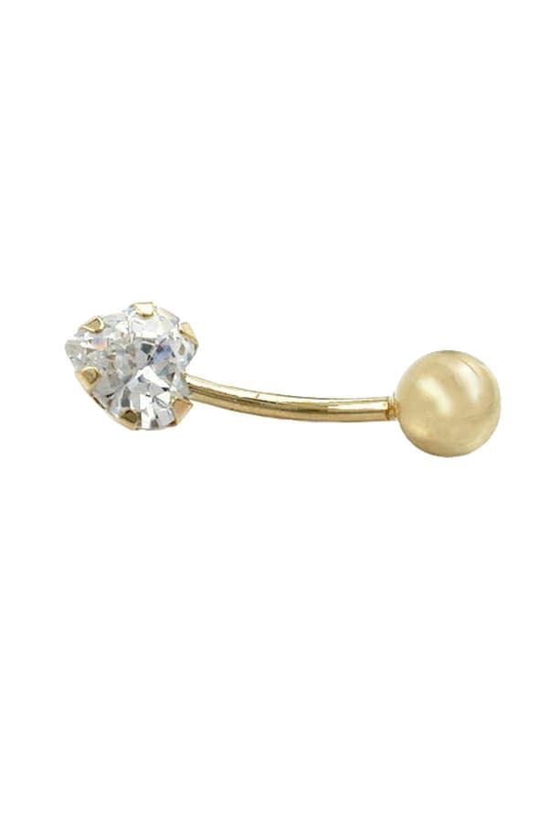 Belly Button Piercing Banana 20x6mm Banana Zirconia Heart 14k Gold - GL430298