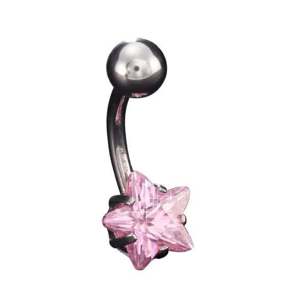 navelpiercing ensten 2 pack stjärna rosa clear
