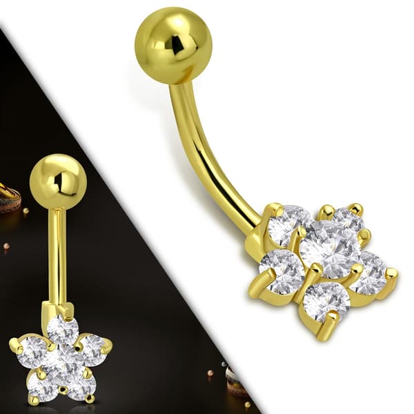 Navelpiercing 316L Kirurgiskt stål Blomma klara CZ