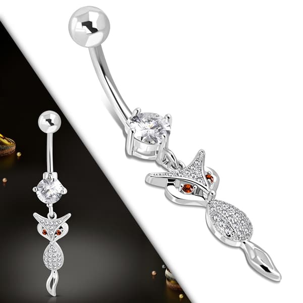 Navelpiercing 316L Kirurgiskt stål Räv Orange/vit CZ