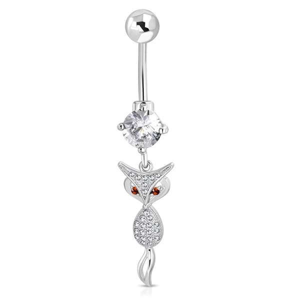 Navelpiercing 316L Kirurgiskt stål Räv Orange/vit CZ