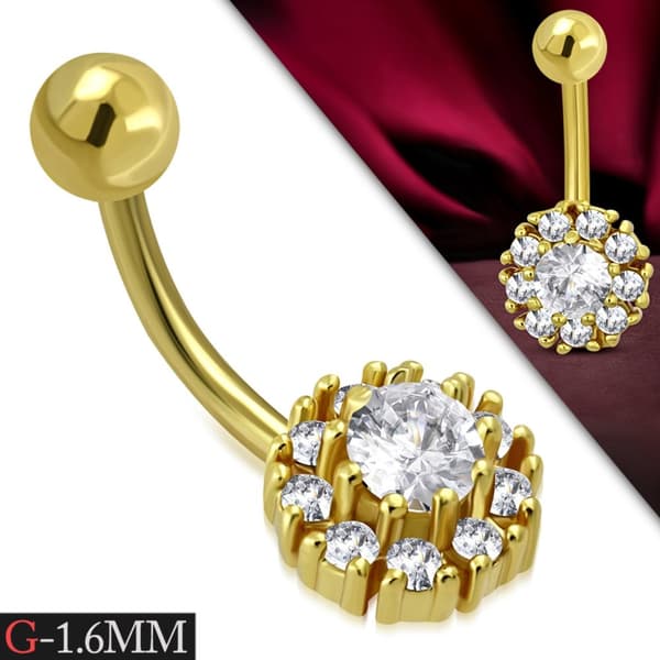 Navelpiercing  316L Kirurgiskt stål Blomma klara CZ