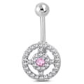 Miniatyrbild 1 av 2: Navelpiercing 316L Kirurgiskt stål Cirkel klara/rosa CZ
