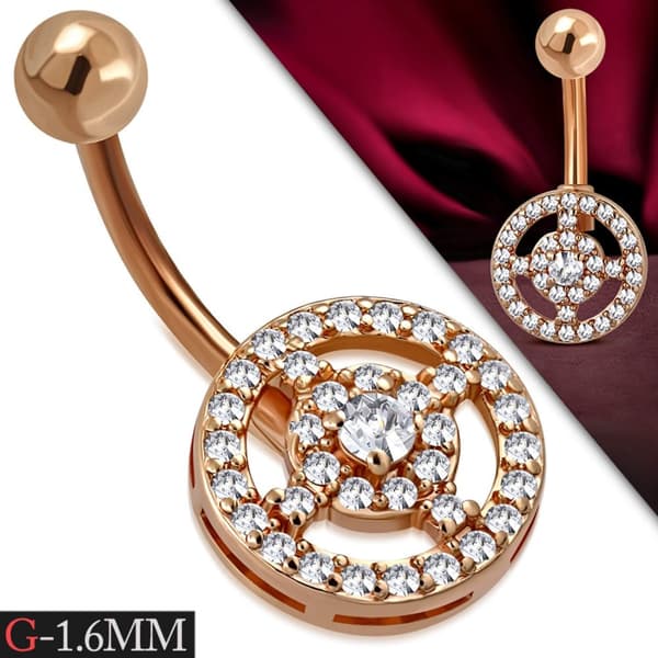 Navelpiercing Rose 316L Kirurgiskt stål Cirkel klara CZ