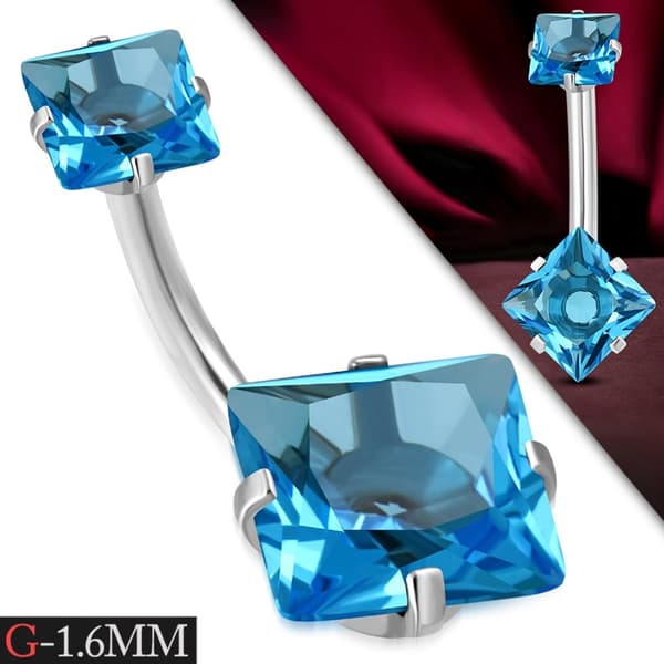 Navelpiercing Kirurgiskt stål Dubbel Turkosa Cubic Zirconia