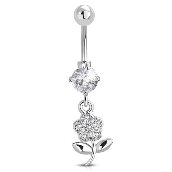 Navelpiercing 316L Kirurgiskt stål Blomma klar CZ