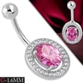 Miniatyrbild 2 av 2: Navelpiercing 316L Kirurgiskt stål Oval Rosa / Klara CZ