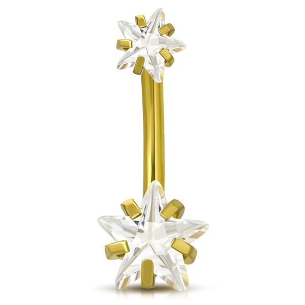 Navelpiercing Kirurgiskt stål Dubbel Stjärna Cubic Zirconia