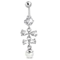 Miniatyrbild 1 av 2: Navelpiercing Navel Piercing i Kirurgiskt Stål 316L i Silver Färg - Rosett med Klar/Vit CZ Cubic Zircon & Pärla