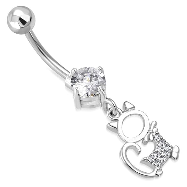 Navelpiercing 316L Kirurgiskt stål Katt klara Cubic Zirconia