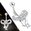 Miniatyrbild 2 av 2: Navelpiercing Navel Piercing i Kirurgiskt Stål 316L i Silver Färg - Rosett med Klar/Vit CZ Cubic Zircon