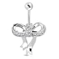 Miniatyrbild 1 av 2: Navelpiercing Navel Piercing i Kirurgiskt Stål 316L i Silver Färg - Rosett med Klar/Vit CZ Cubic Zircon