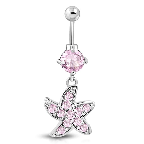 Navelpiercing 316L Kirurgiskt stål Stjärna Rosa CZ