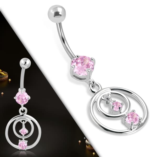 Navelpiercing 316L Kirurgiskt stål Ringar med rosa CZ