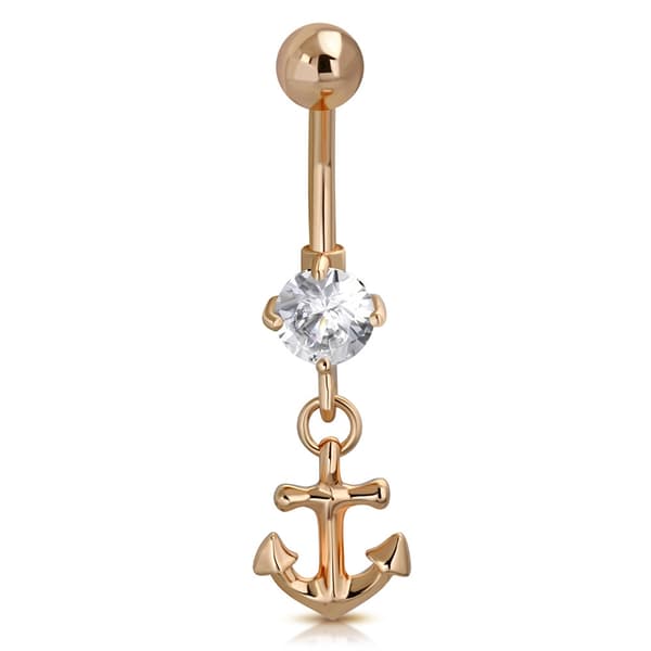 Navelpiercing 316L Kirurgiskt stål Ankare klar CZ Rosé Guld