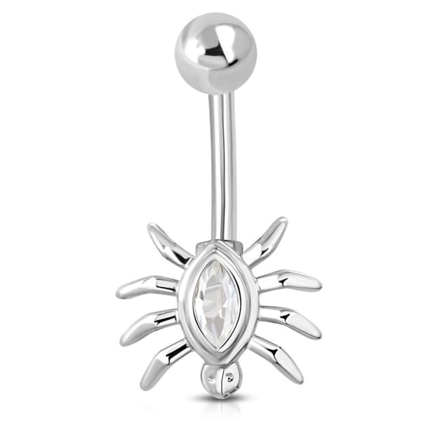 Navelpiercing 316L Kirurgiskt stål Spindel klar CZ Silver Färg