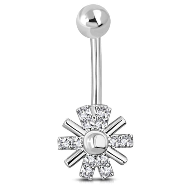 Navelpiercing  316L Kirurgiskt stål Blomma klara CZ Silver Färg