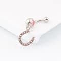 Miniatyrbild 2 av 2: Navelpiercing Kirurgiskt stål Rhinestone Hästsko Rosa Silver