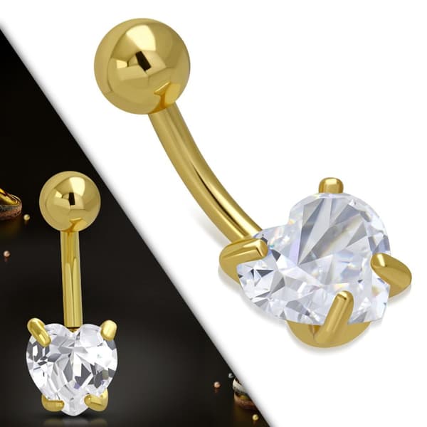 Navelpiercing Kirurgiskt stål 316L Hjärta klar Cubic Zirconia