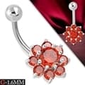 Navelpiercing 316L Kirurgiskt stål Blomma orange CZ Silver Färg