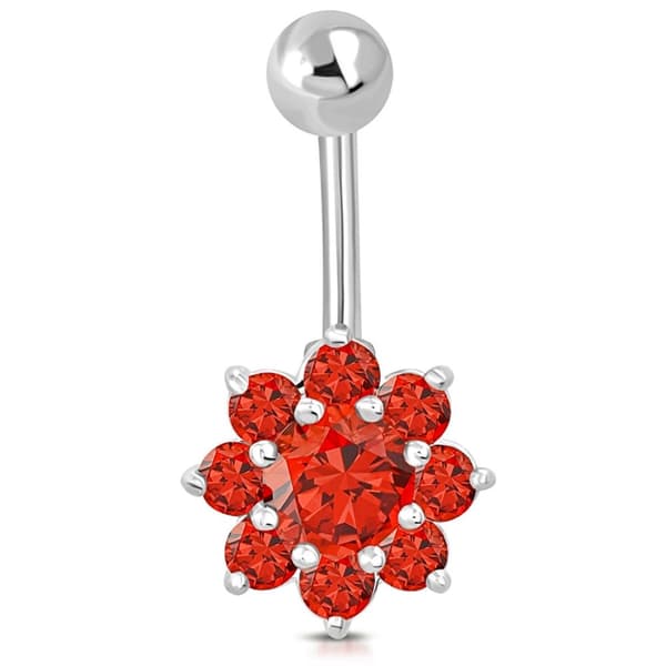 Navelpiercing 316L Kirurgiskt stål Blomma orange CZ Silver Färg