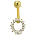 Miniatyrbild 1 av 2: Navelpiercing  316L Kirurgiskt stål Cirkel klara CZ Guld Färg