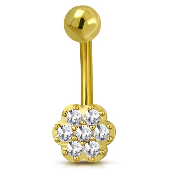 Navelpiercing  316L Kirurgiskt stål Blomma klara CZ Guld Färg