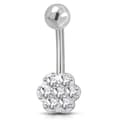 Miniatyrbild 1 av 2: Navelpiercing 316L Kirurgiskt stål Blomma klara CZ Silver Färg