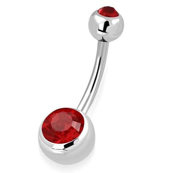 Navelpiercing Kirurgiskt stål med Röda Cubic Zirconia