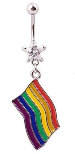 Navelpiercing regnbåge flagga Pride Kirurgiskt stål Silver färg