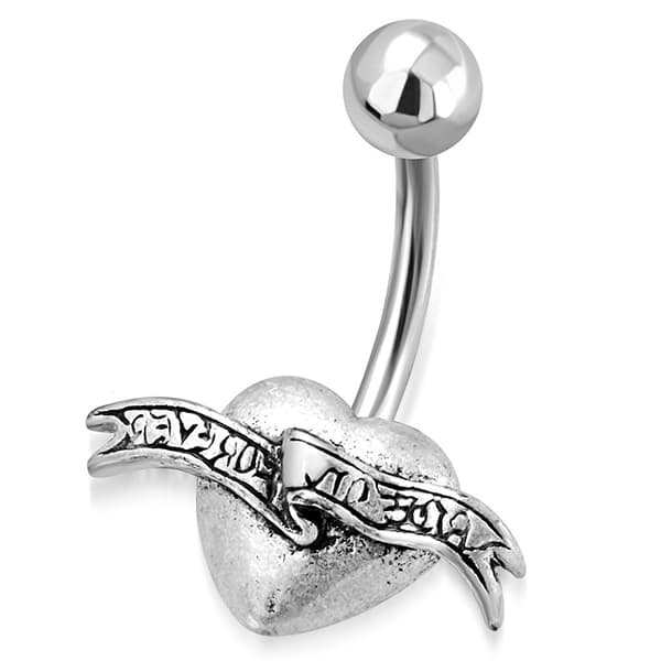 Navelpiercing 316L Kirurgiskt stål Antik Hjärta Silver Färg