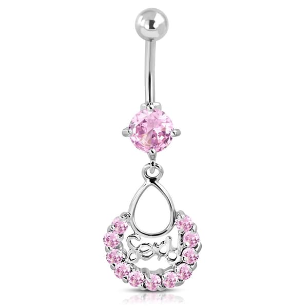 Navelpiercing 316L Kirurgiskt stål Sexy Rosa CZ Silver Färg