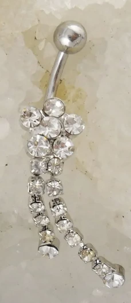 Navelpiercing Kirurgiskt stål Blomma med Vita Rhinestones/Strass