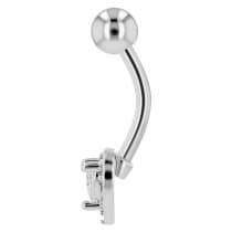 Navelpiercing Piercing i Stål i Silver Färg - Hjärta & Kristall
