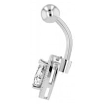 Navelpiercing Piercing i Stål i Silver Färg - Hjärta & Kristall
