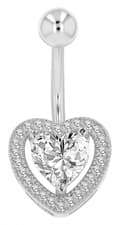Miniatyrbild 1 av 3: Navelpiercing Piercing i Stål i Silver Färg - Hjärta & Kristall