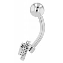 Navelpiercing Piercing i Stål i Silver Färg - Hjärta & Kristall