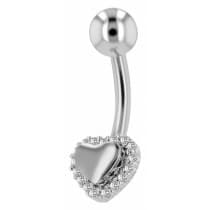 Navelpiercing Piercing i Stål i Silver Färg - Hjärta & Kristall