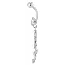 Navelpiercing Piercing i Stål i Silver Färg - Orm & Vit Kristall
