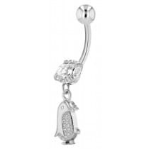 Navelpiercing Piercing i Stål i Silver Färg - Pingvin & Kristall