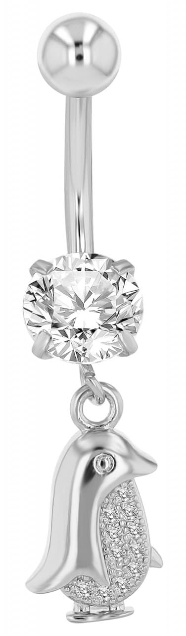 Navelpiercing Piercing i Stål i Silver Färg - Pingvin & Kristall