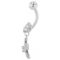 Navelpiercing Piercing i Stål i Silver Färg - Blomma & Kristall