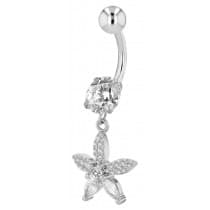 Navelpiercing Piercing i Stål i Silver Färg - Blomma & Kristall