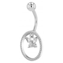 Navelpiercing Piercing i Stål i Silver Färg - Fjäril & Kristall