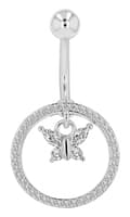 Miniatyrbild 1 av 3: Navelpiercing Piercing i Stål i Silver Färg - Fjäril & Kristall